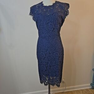 NWT Miusol Blue Floral Lace Sleeveless Cocktail Party Cocktail Lined Dress Large